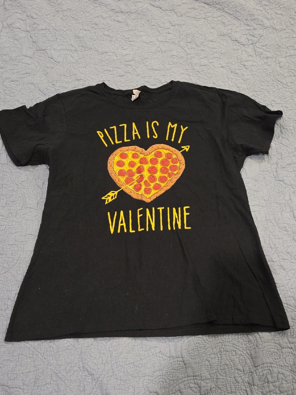 Port and Company Black Pizza Is My Valentine Graphic Tee Size XL!